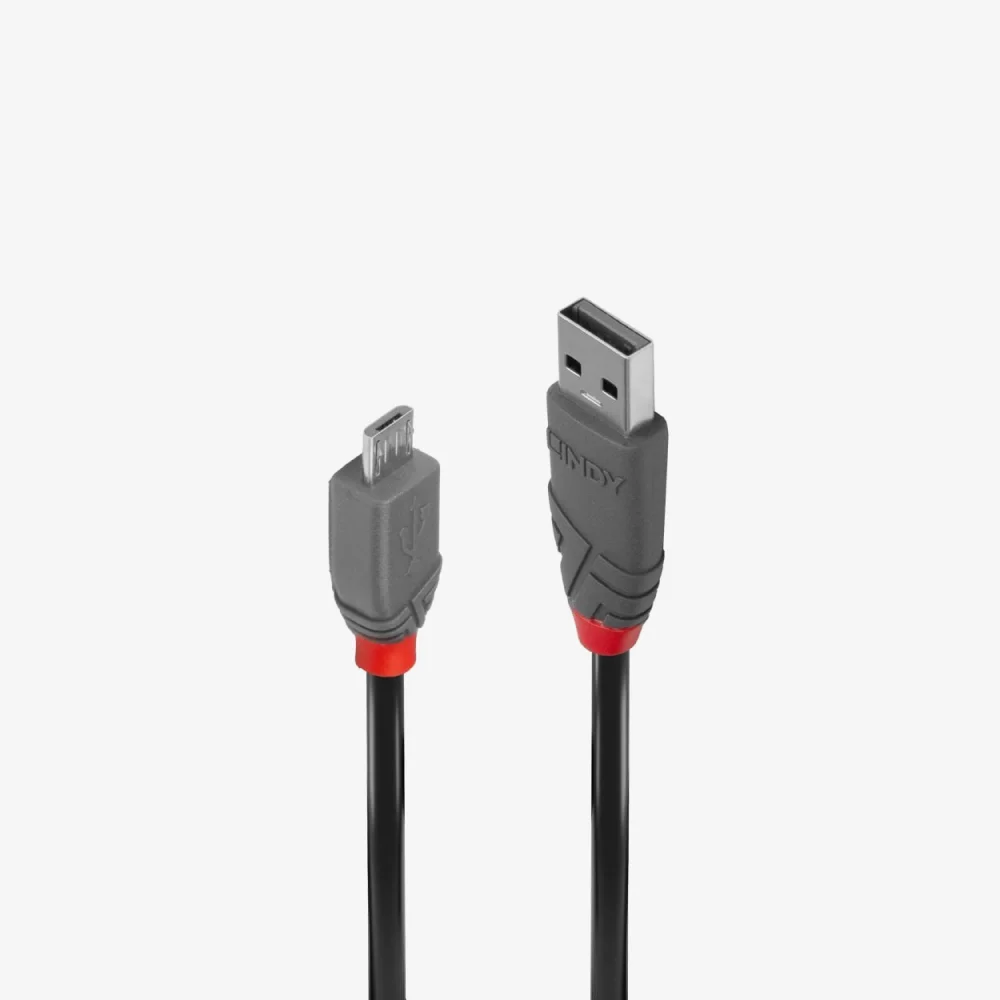 Câble USB 2.0 Type A Vers Mini-B LINDY 0,2 M - Noir, Blindé, Contacts Dorés Pour Transfert 480 Mbps - 10